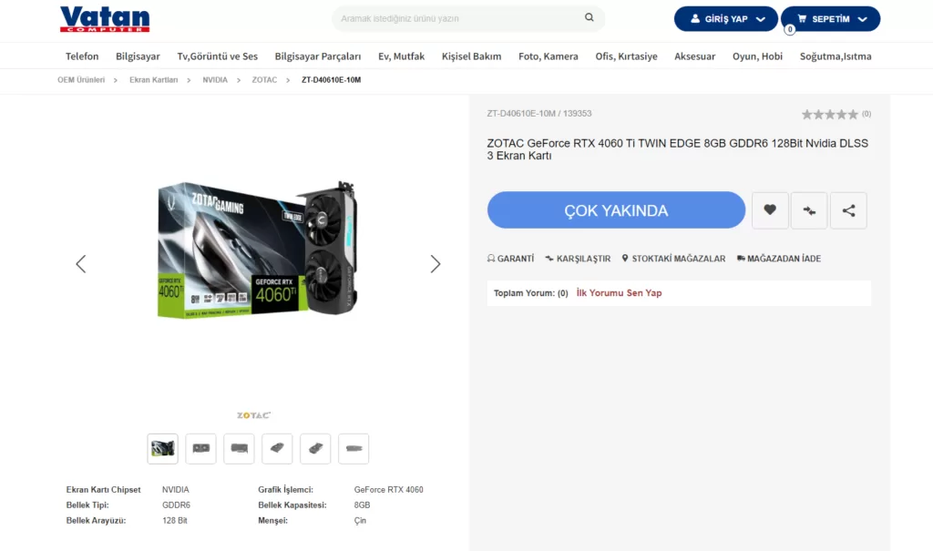 Nvidia 4060 Ti Listelenmeye Başladı Nvidia 4060 Ti Listelenmeye Başladı
