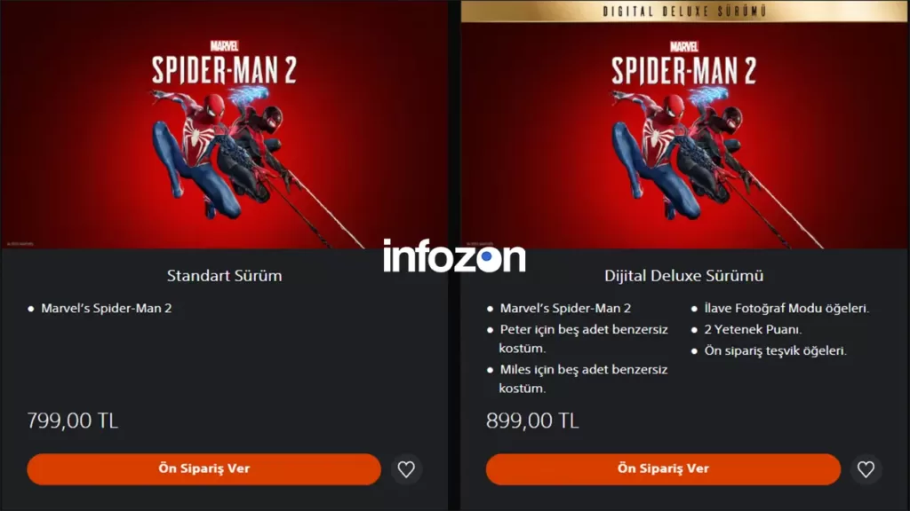 Marvel’s Spider-Man 2 için Türkiye Ön Sipariş Fiyatları Açıklandı Marvel’s Spider-Man 2 için Türkiye Ön Sipariş Fiyatları Açıklandı