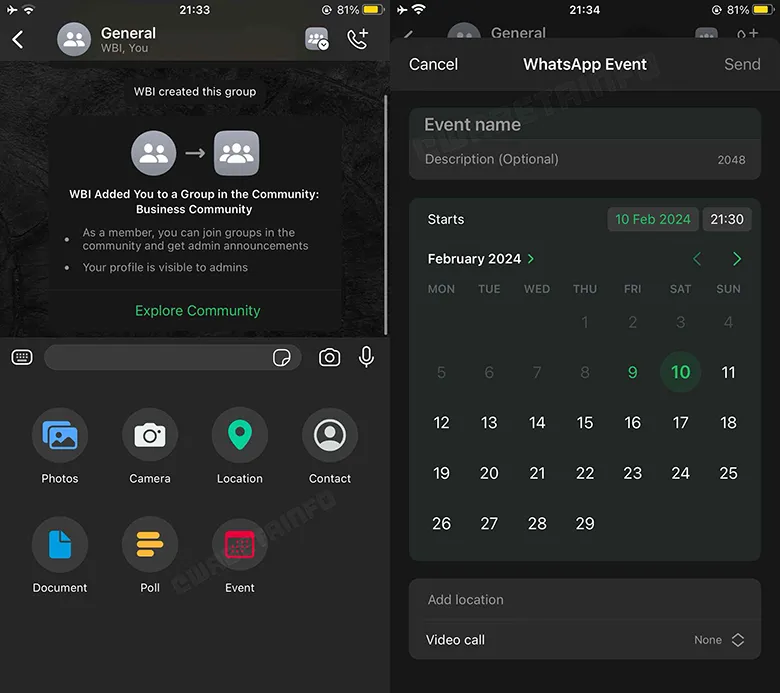 WhatsApp'a Etkinlikler Özelliği Geliyor WhatsApp'a Etkinlikler Özelliği Geliyor